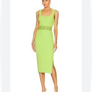 House of Harlow 1960 Green Knit Ribbed Crochet Midi Dress | M
